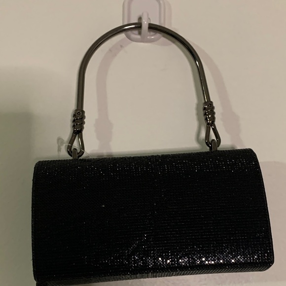 Bebe Black Clutch with Rhinestone Logo - Picture 2 of 9